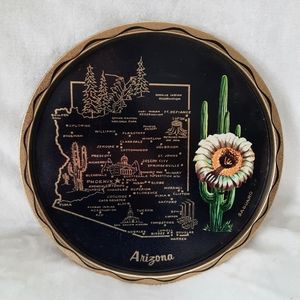 Vintage Arizona state 11" metal tin souvenir tray